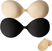 2 Pairs Sticky Bras Adhesive Push Up Strapless Bra Invisible Teen Girls (Cup:B) - £15.55 GBP