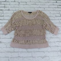 INC International Concepts Top Womens Medium Beige Tan Crochet Open Knit Boho - £20.29 GBP