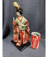 Vintage Porcelain Japanese Geisha Doll 12&quot; Embroidered Silk Kimono Wood ... - £33.39 GBP