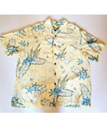 Havana Jack&#39;s Cafe Hawaiian Men&#39;s Shirt Yellow Floral Leaves Size L 100%... - £8.55 GBP