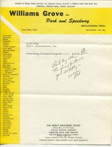 Williams Grove Park &amp; Speedway Original Letter 1963-Bob Richwine-Lloyd King-FN - £53.41 GBP