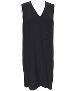 CHLOE Black Silk Dress Shift V-Neck Sleeveless Slip On Pockets Sz 34 - £113.49 GBP