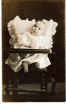 vintage 1900s curious baby High chair portrait real photo postcard RPPC - £3.88 GBP