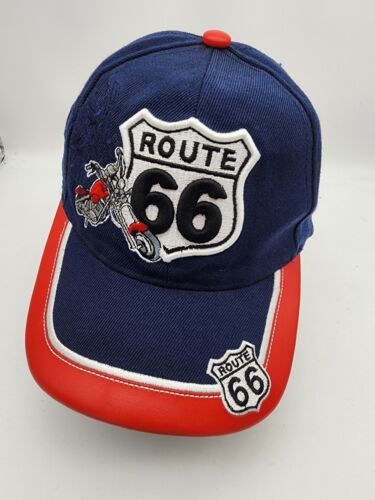 Route 66 Harley Motorcycle Biker Hat One Size Baseball Cap Blue - $12.25