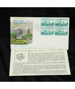 New York World&#39;s Fair First Day Issued Apr 22 1964  4 Stamp Block and Card - $406.17 MXN