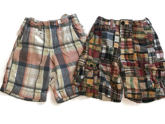 Gap Plaid Madras Shorts Lot Boys Size 6 2 Pairs Bermuda Board - $15.85