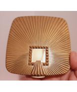 Vtg Max Factor 50s Golden Metal Square Compact w/Mirror 3.75&quot; MCM Vanity... - $24.75