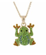 Crystal Kingdom Gold Tone Frog Pendant &amp; Necklace 15-17&quot; Chain In Jewelr... - £11.59 GBP