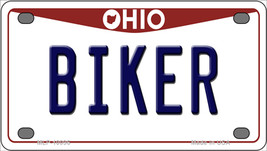 Biker Ohio Novelty Mini Metal License Plate Tag - £11.74 GBP