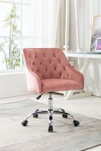 Swivel Shell Chair for Living Room/ Modern Leisure office Chair Pink Metal - £111.62 GBP