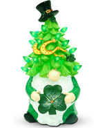 St Patricks Day Ceramic Gnome Tree, Light up St Patricks Day Tabtop Green - £14.63 GBP