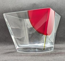 Rare Krosno Glass Bowl, Square, Clear and Red by Anna Grabowska-Szczur, 12 cm - £34.06 GBP