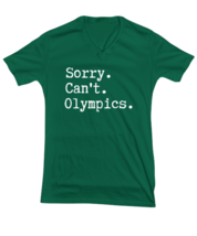 Olympics TShirt Sorry Can&#39;t Olympics, Tokyo Olympics Green-V-Tee  - £17.34 GBP