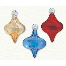 Yellow Blue Red Swirl Diamond Drops Egyptian Glass Christmas Ornament Se... - $34.63