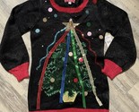 Christmas Tunic Sweater Christmas Tree Ribbon Small 33 Degrees Retail $60 - £13.98 GBP