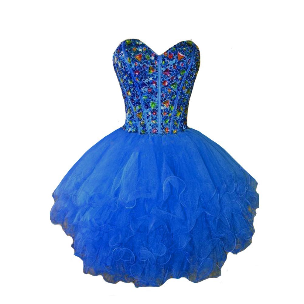 Kivary Women's Sweetheart Tiers Tulle Sequined Crystals Corset Short Prom Homeco