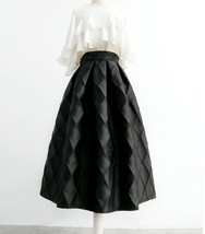 BLACK A-line Midi Skirt Outfit Women Custom Plus Size Puffy Pleated Party Skirt image 5