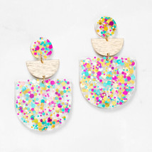 Plunder Earrings (New) Angelika - Glitter Acrylic Dangles 2.5&quot; Drop (PE889) - £16.09 GBP