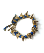 Ettika Bracelet Blue Ribbons and Yellow Gold Plated Spikes Toggle Closure - $24.00