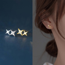 Double Star Stud Earrings For Women Girl Sparkle Star Earrings Stud Fine Jewelry - £9.99 GBP
