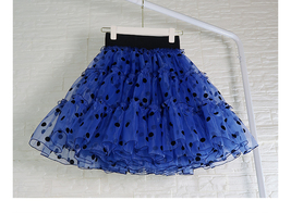 Women Polka Dot Tulle Skirt A-line Puffy Knee Length Tulle Midi Skirt Outfit image 10