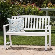 Christopher Knight Home Loja Outdoor Acacia Wood Bench, Pu White - £188.32 GBP