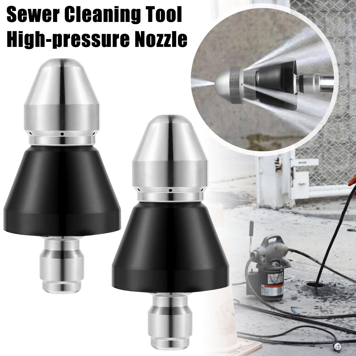New 2Pcs Sewer Jetter Nozzle 5000 PSI High Pressure Drain Jetter Hose No... - $2,704.01 MXN