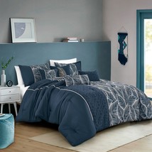 HIG 7 PCS Floral/ Leaves Print Comforter Set Botanical Embroidered Bed i... - £53.08 GBP+