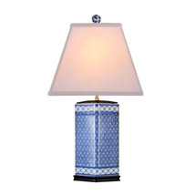 Chinese Blue and White Porcelain Diamond Vase Patterned Table Lamp 26&quot; - £217.76 GBP