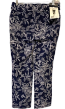 Rafaella Comfort Capris Pullon Blue White Floral 6 New with Tag - £6.85 GBP