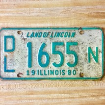 1980 United States Illinois Land of Lincoln Dealer License Plate DL 1655 N - £8.99 GBP