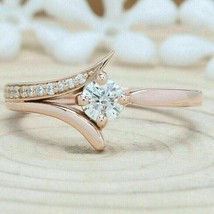 2.10Ct Round Cut Lab-Created Diamond Flower Wedding Ring 14k Rose Gold Plated - £119.27 GBP