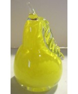 Rob Hinkle Hand Blown Art Glass Yellow Pear  Paperweight West Virginia  - £14.73 GBP