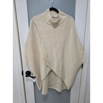 Lovestitch Cream Knit Poncho Turtleneck Sweater Layered S/M Boho Cozy Chic - $38.00
