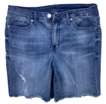 Seven7 Jean Shorts Women&#39;s Size 14 Bermuda Med Wash Stretch Mid Rise Raw... - $13.85