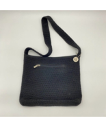 The Sak Crochet Handbag Black 12x10&quot; Shoulder Bag Purse Carry Zipper Top - £23.52 GBP