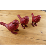 3 Cast Iron Cardinal Bird Statues Figurine Art Sculpture Garden Decor We... - €29,51 EUR
