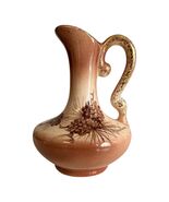 Vintage Rymes USA Ceramic Pitcher Vase Montana Pinecone Hand Painted - $25.20