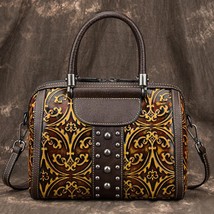 Handmade Embossing Luxury Handbags Retro Bags For Women 2022 New Genuine Leather - £94.06 GBP