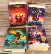 Rick Riordan Set Of 4 BOOKS-2 Hc &amp; 2 PB- Lost Hero, Throne Of Fire, House Of Had - £22.13 GBP