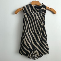H&amp;M Halter Shirt Womens Small Black White Zebra High Neck Backless Top - $21.11