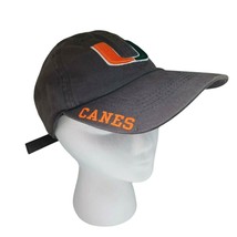 University Of Miami Hurricanes Um Logo Curved Bill Strapback Gray Hat Cap Retro - £19.77 GBP