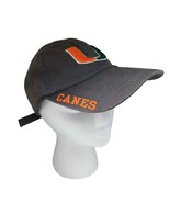 UNIVERSITY OF MIAMI HURRICANES UM LOGO CURVED BILL STRAPBACK GRAY HAT CA... - $24.74
