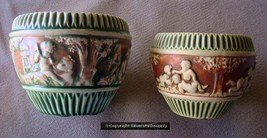2 pcs Roseville Donatello Vintage Art Pottery Cherub Ceramic Planter Jardiniere - £79.38 GBP