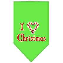 Heart Christmas Screen Print Bandana Lime Green Size Large - £8.70 GBP