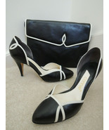 Ladies Shoes Size 8 1/2 M B/W 3 1/2 " Heels + Shoulder Bag by CONNIE $175 Value