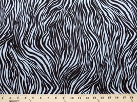 Matte&#39; Jersey Grey &amp; Black Zebra Stripes Animal Fabric Print by the Yard D442.09 - £6.29 GBP