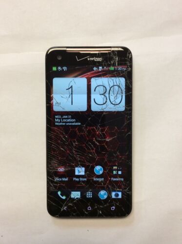 HTC Droid DNA 6435 16GB Black Display Cracked Phone for Parts Only - £14.42 GBP
