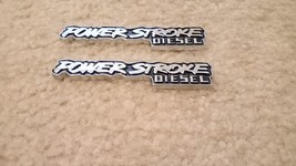 2X  Metal Car Emblems / Badges Power Stroke Diesel  Chrome and Black Metal Alloy - £23.91 GBP