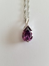 Fashion Jewelry ~ Silvertone ~ Teardrop Design ~ Purple Crystal ~ Necklace - £17.99 GBP